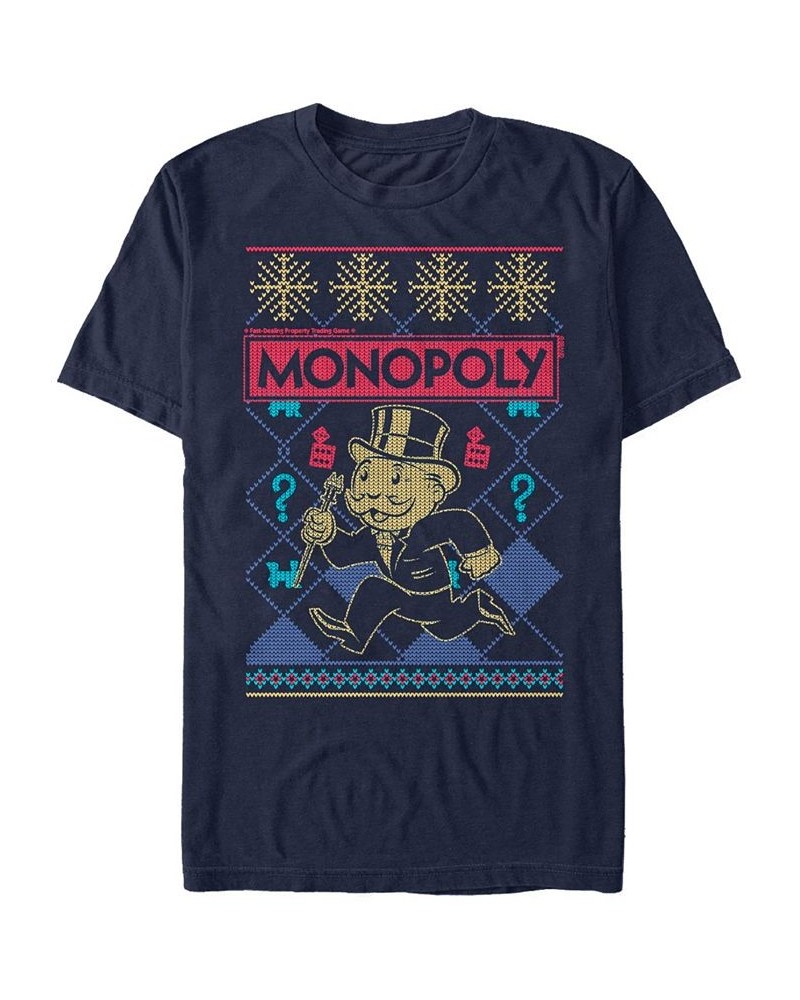 Monopoly Men's Christmas Style Short Sleeve T-Shirt Blue $15.40 T-Shirts