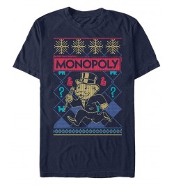 Monopoly Men's Christmas Style Short Sleeve T-Shirt Blue $15.40 T-Shirts