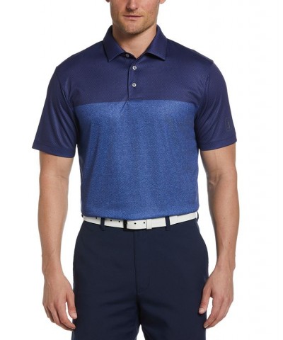 Men's Athletic-Fit Airflux Birdseye Block Print Short Sleeve Golf Polo Shirt PD03 $13.92 Polo Shirts