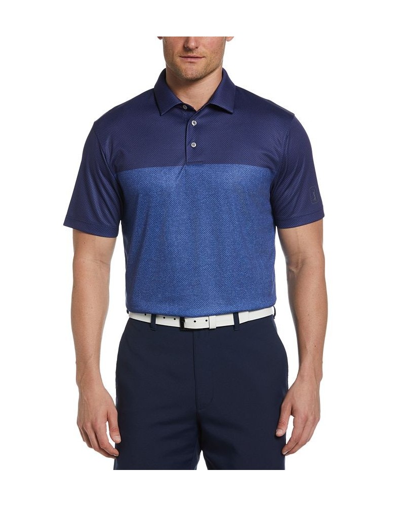 Men's Athletic-Fit Airflux Birdseye Block Print Short Sleeve Golf Polo Shirt PD03 $13.92 Polo Shirts