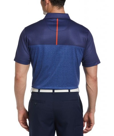 Men's Athletic-Fit Airflux Birdseye Block Print Short Sleeve Golf Polo Shirt PD03 $13.92 Polo Shirts