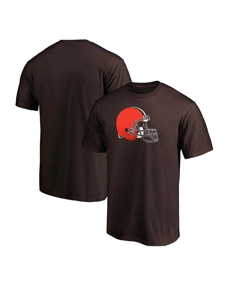 Men's Brown Cleveland Browns Primary Logo Team T-shirt $13.95 T-Shirts