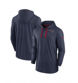 Men's Navy New England Patriots Sideline Pop Performance Pullover Long Sleeve Hoodie T-shirt $43.19 T-Shirts