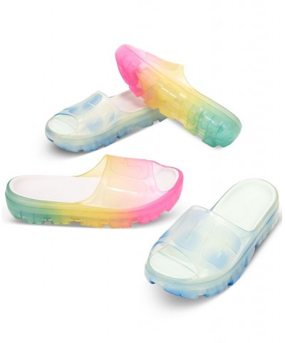 Women's Jella Clear Slide Sandals Blue $43.00 Shoes