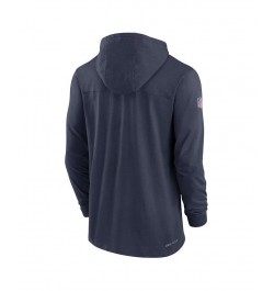 Men's Navy New England Patriots Sideline Pop Performance Pullover Long Sleeve Hoodie T-shirt $43.19 T-Shirts