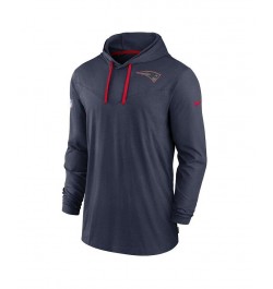 Men's Navy New England Patriots Sideline Pop Performance Pullover Long Sleeve Hoodie T-shirt $43.19 T-Shirts