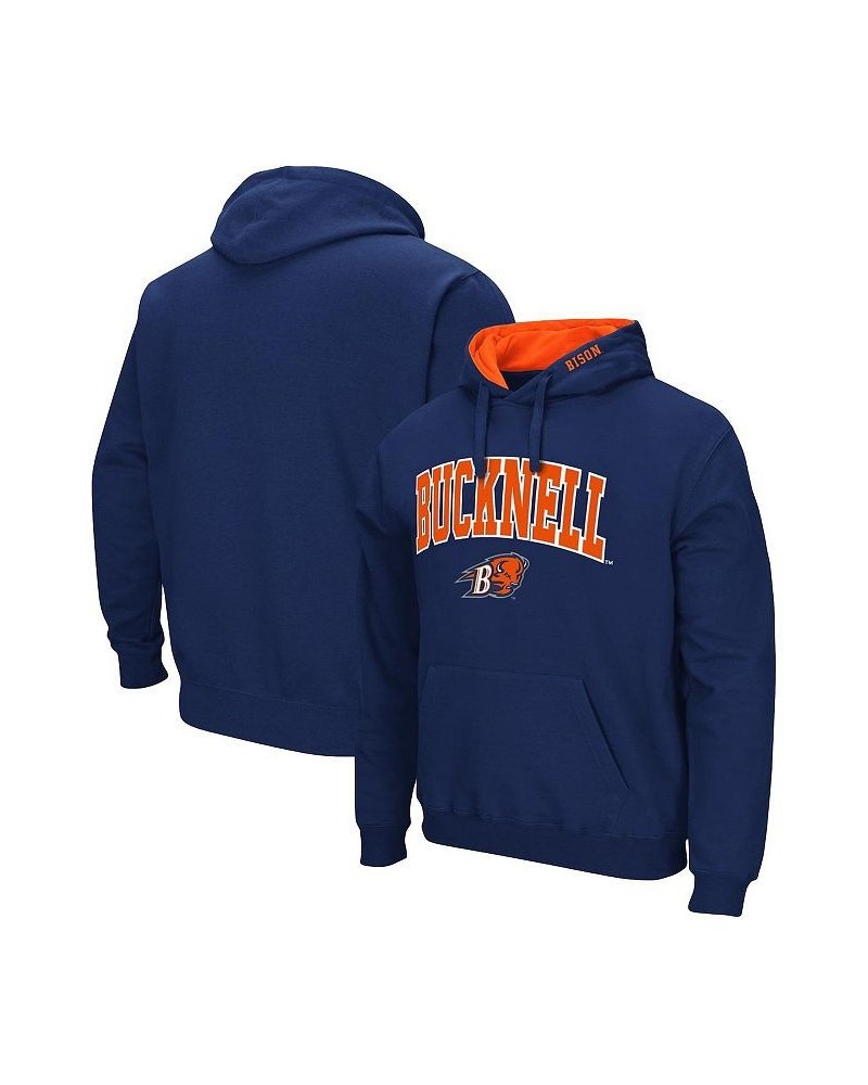 Men's Navy Bucknell Bison Arch and Logo Pullover Hoodie $31.34 Sweatshirt