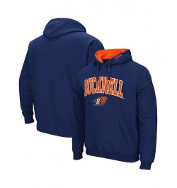 Men's Navy Bucknell Bison Arch and Logo Pullover Hoodie $31.34 Sweatshirt