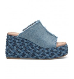 Women's Scippio Frayed Platform Sandals Blue $41.42 Shoes