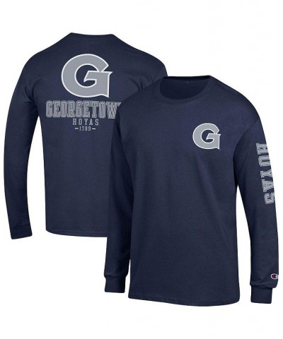 Men's Navy Georgetown Hoyas Team Stack Long Sleeve T-shirt $25.49 T-Shirts