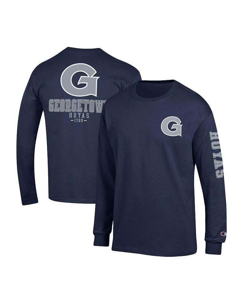 Men's Navy Georgetown Hoyas Team Stack Long Sleeve T-shirt $25.49 T-Shirts