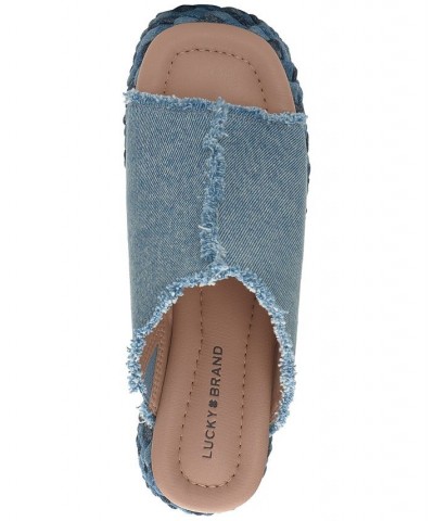 Women's Scippio Frayed Platform Sandals Blue $41.42 Shoes