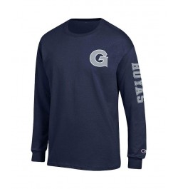 Men's Navy Georgetown Hoyas Team Stack Long Sleeve T-shirt $25.49 T-Shirts