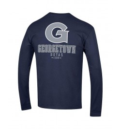 Men's Navy Georgetown Hoyas Team Stack Long Sleeve T-shirt $25.49 T-Shirts