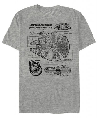 Star Wars Men's Classic Millennium Falcon Build Short Sleeve T-Shirt Gray $20.64 T-Shirts