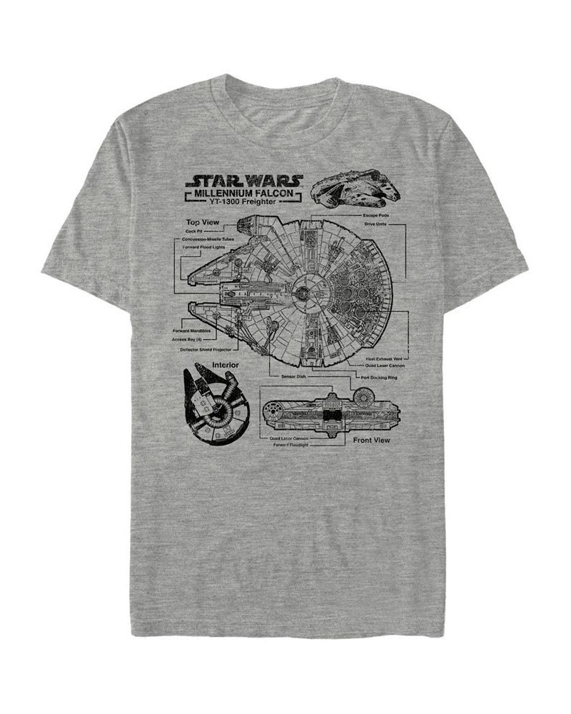 Star Wars Men's Classic Millennium Falcon Build Short Sleeve T-Shirt Gray $20.64 T-Shirts