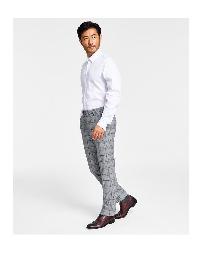 Men's Slim-Fit Black & White Pattern Suit Separate Pants Black/White Plaid $29.44 Suits