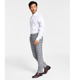 Men's Slim-Fit Black & White Pattern Suit Separate Pants Black/White Plaid $29.44 Suits