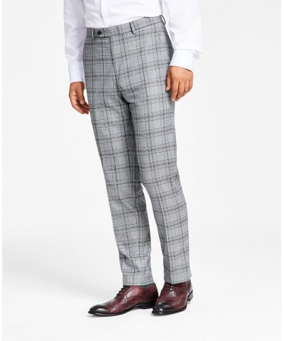 Men's Slim-Fit Black & White Pattern Suit Separate Pants Black/White Plaid $29.44 Suits