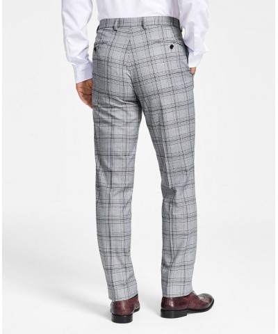 Men's Slim-Fit Black & White Pattern Suit Separate Pants Black/White Plaid $29.44 Suits