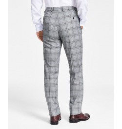 Men's Slim-Fit Black & White Pattern Suit Separate Pants Black/White Plaid $29.44 Suits