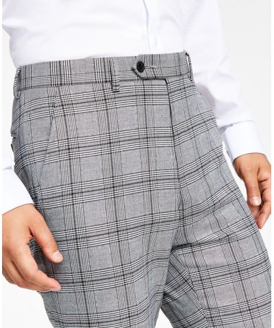 Men's Slim-Fit Black & White Pattern Suit Separate Pants Black/White Plaid $29.44 Suits