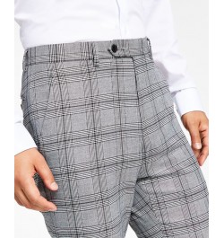 Men's Slim-Fit Black & White Pattern Suit Separate Pants Black/White Plaid $29.44 Suits