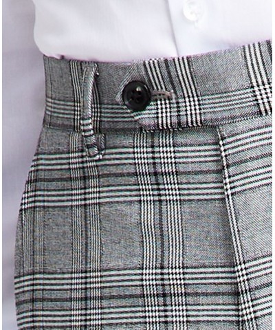 Men's Slim-Fit Black & White Pattern Suit Separate Pants Black/White Plaid $29.44 Suits