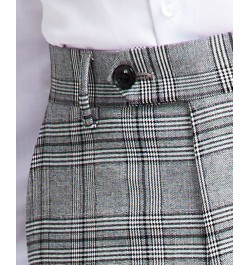 Men's Slim-Fit Black & White Pattern Suit Separate Pants Black/White Plaid $29.44 Suits