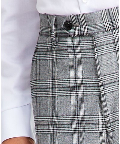 Men's Slim-Fit Black & White Pattern Suit Separate Pants Black/White Plaid $29.44 Suits