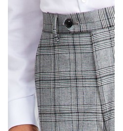 Men's Slim-Fit Black & White Pattern Suit Separate Pants Black/White Plaid $29.44 Suits