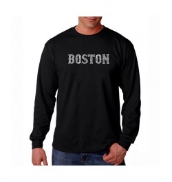 Men's Word Art Long Sleeve T-Shirt - Boston Neighborhoods Black $21.59 T-Shirts