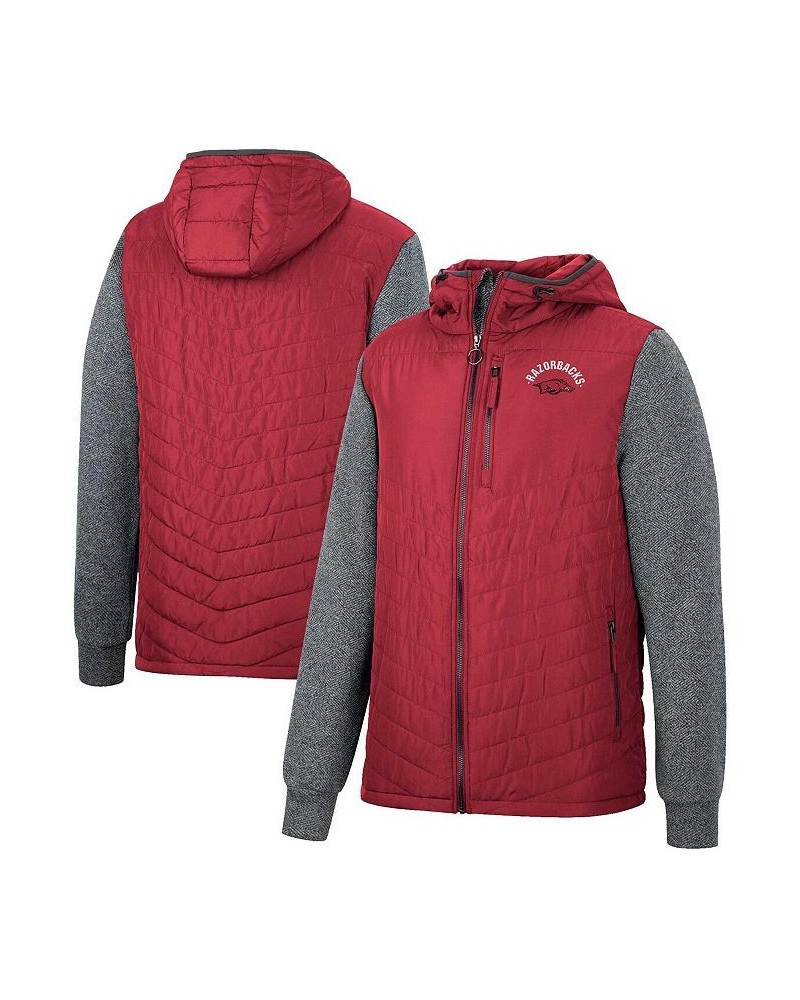 Men's Cardinal Arkansas Razorbacks Course Herringbone Full-Zip Hoodie $48.59 Jackets