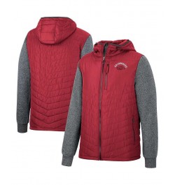 Men's Cardinal Arkansas Razorbacks Course Herringbone Full-Zip Hoodie $48.59 Jackets