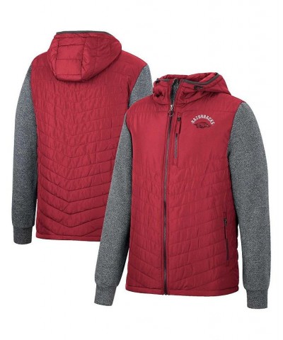 Men's Cardinal Arkansas Razorbacks Course Herringbone Full-Zip Hoodie $48.59 Jackets