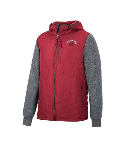 Men's Cardinal Arkansas Razorbacks Course Herringbone Full-Zip Hoodie $48.59 Jackets