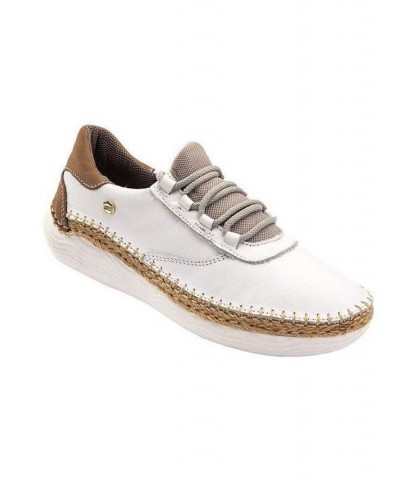 Women's White Premium Leather Sneakers, Handmade Unique Shoes With Laces Closure, Judy 5045 White $39.90 Shoes