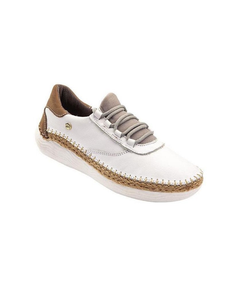 Women's White Premium Leather Sneakers, Handmade Unique Shoes With Laces Closure, Judy 5045 White $39.90 Shoes