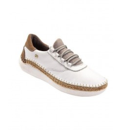 Women's White Premium Leather Sneakers, Handmade Unique Shoes With Laces Closure, Judy 5045 White $39.90 Shoes