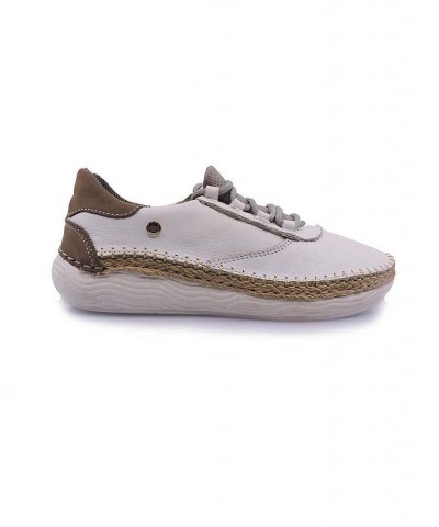 Women's White Premium Leather Sneakers, Handmade Unique Shoes With Laces Closure, Judy 5045 White $39.90 Shoes