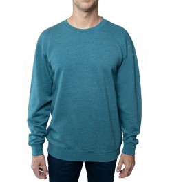 Men's Crewneck Burnout Fleece Knit Sweatshirt Blue $14.57 Sweatshirt