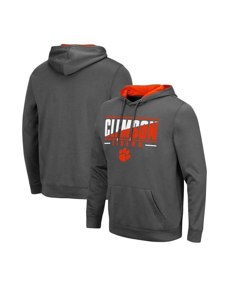 Men's Charcoal Clemson Tigers Slash Stack 2.0 Pullover Hoodie $31.85 Sweatshirt