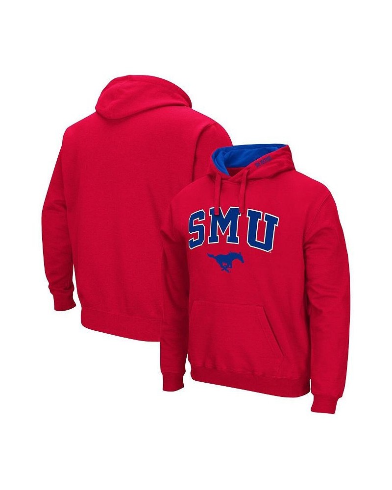 Men's Red SMU Mustangs Arch and Logo Pullover Hoodie $24.75 Sweatshirt