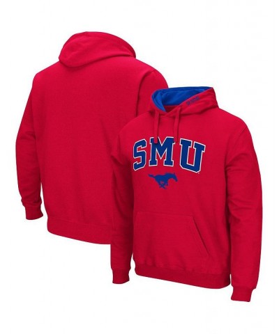 Men's Red SMU Mustangs Arch and Logo Pullover Hoodie $24.75 Sweatshirt