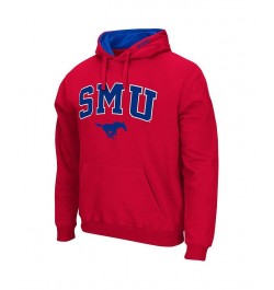 Men's Red SMU Mustangs Arch and Logo Pullover Hoodie $24.75 Sweatshirt