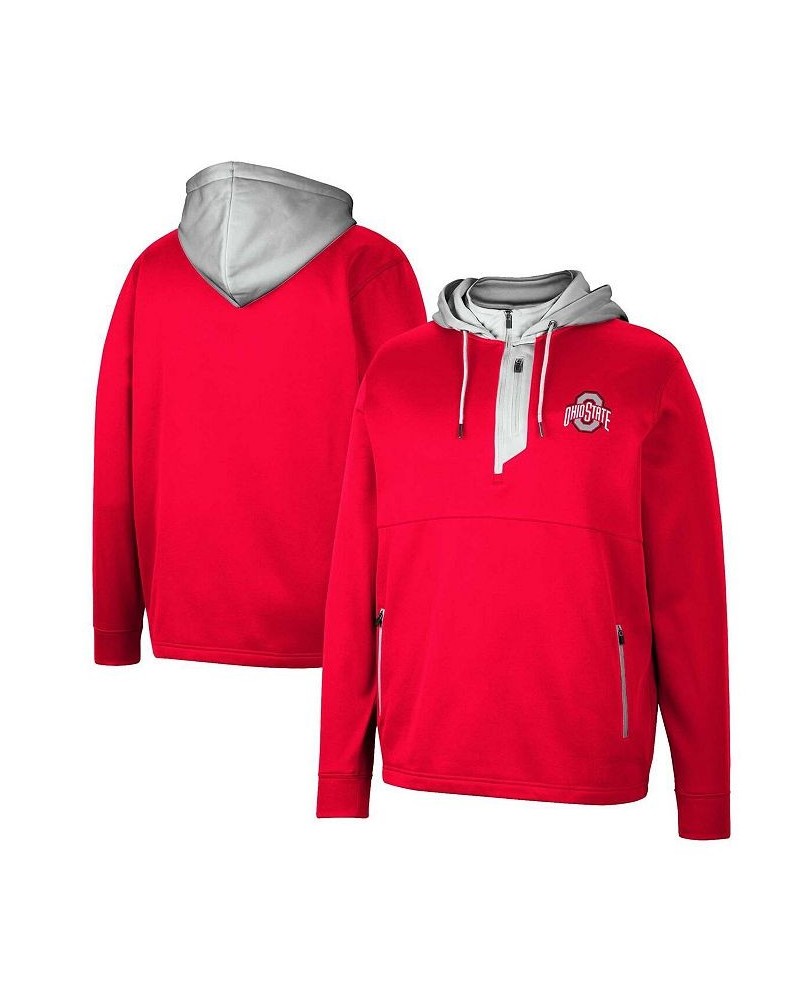 Men's Scarlet Ohio State Buckeyes Luge 3.0 Quarter-Zip Hoodie $39.95 Sweatshirt