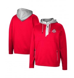 Men's Scarlet Ohio State Buckeyes Luge 3.0 Quarter-Zip Hoodie $39.95 Sweatshirt