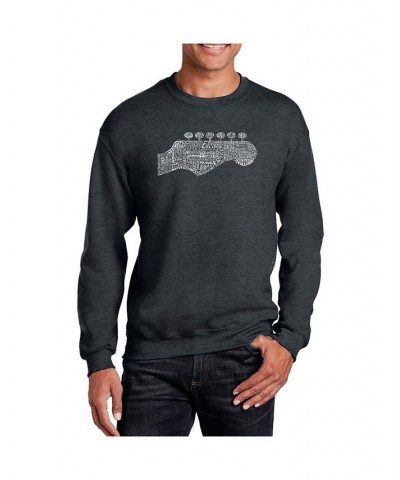 Men's Word Art Guitar Head Crewneck Sweatshirt Gray $27.99 Sweatshirt