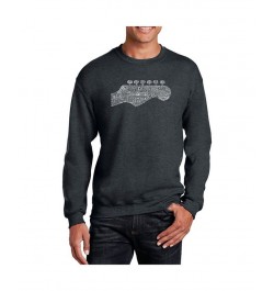 Men's Word Art Guitar Head Crewneck Sweatshirt Gray $27.99 Sweatshirt