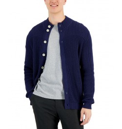 Men's Chunky Waffle Cardigan Blue $17.12 Sweaters